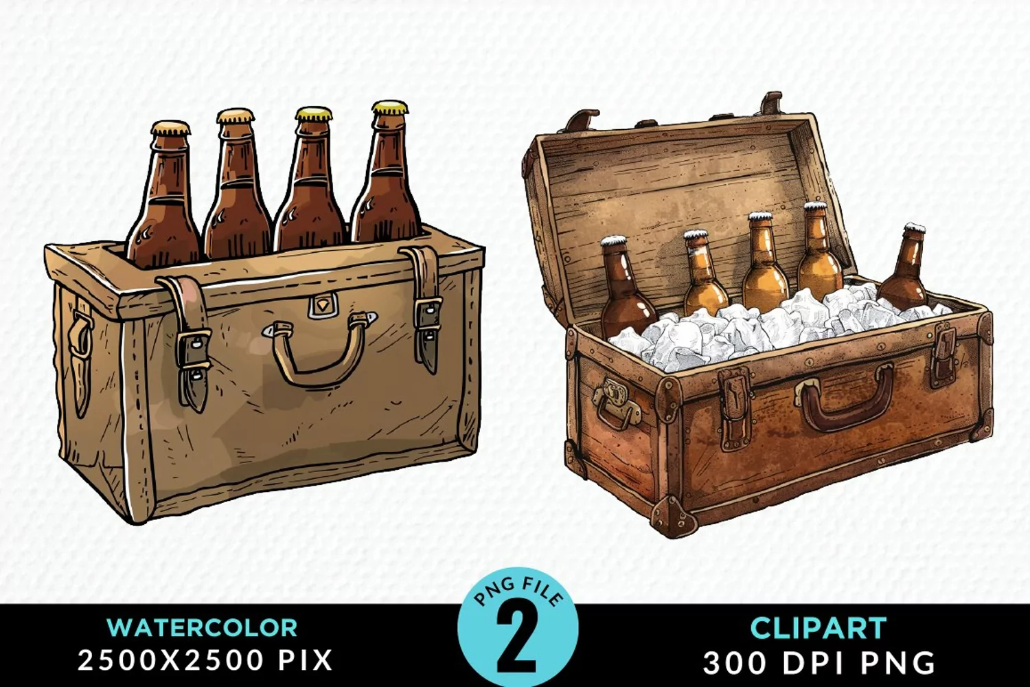 Watercolor Cold Beer Fun Clipart product image 1