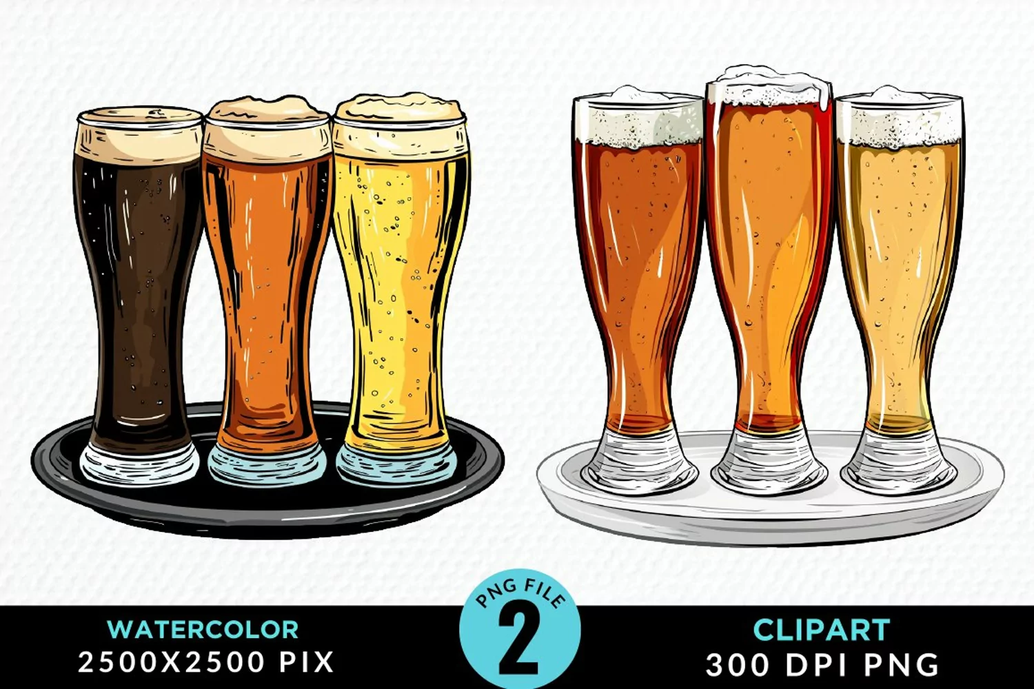 Watercolor Cold Beer Fun Clipart product image 1