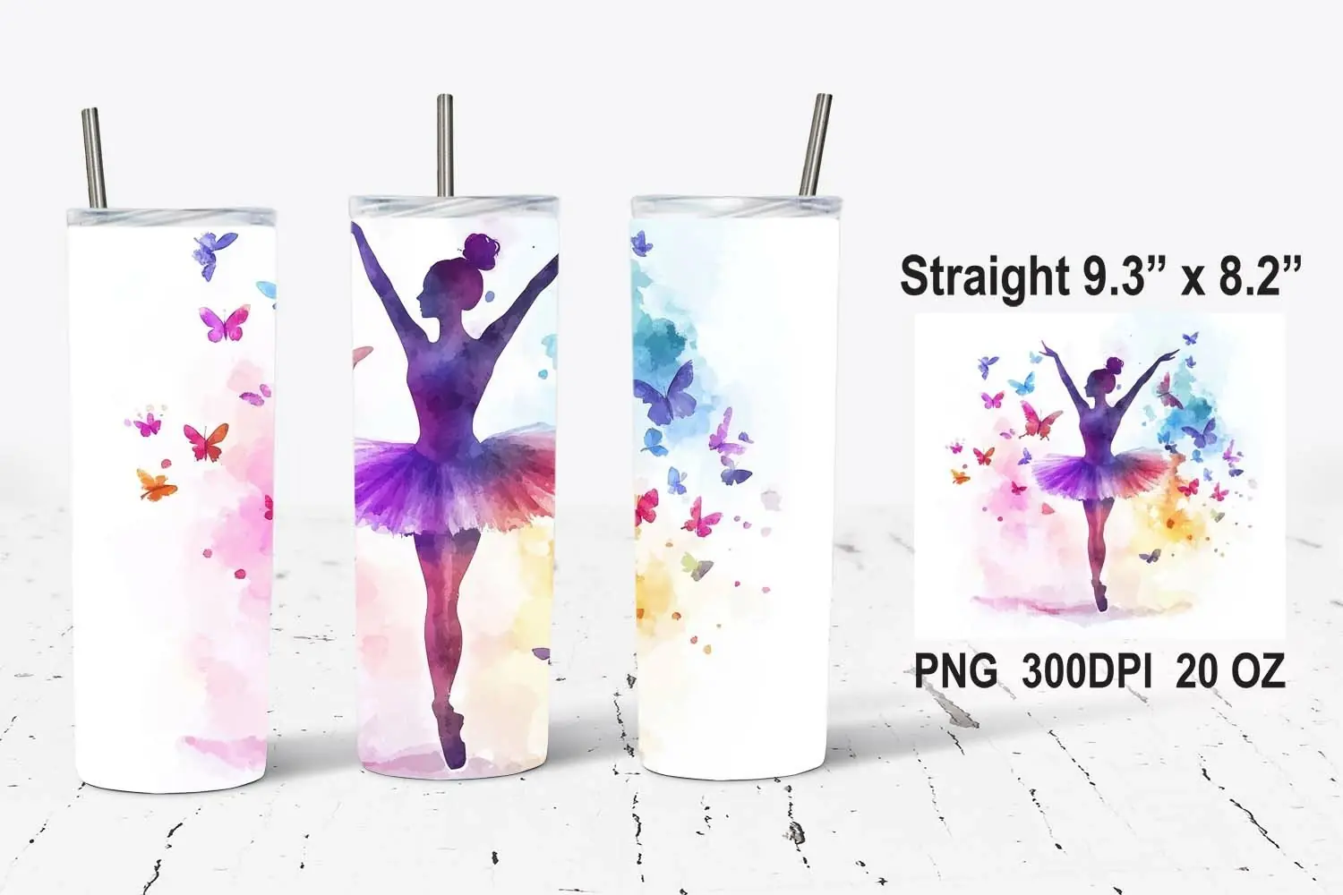Watercolor Ballerina Dancer Tumbler Wrap product image 1