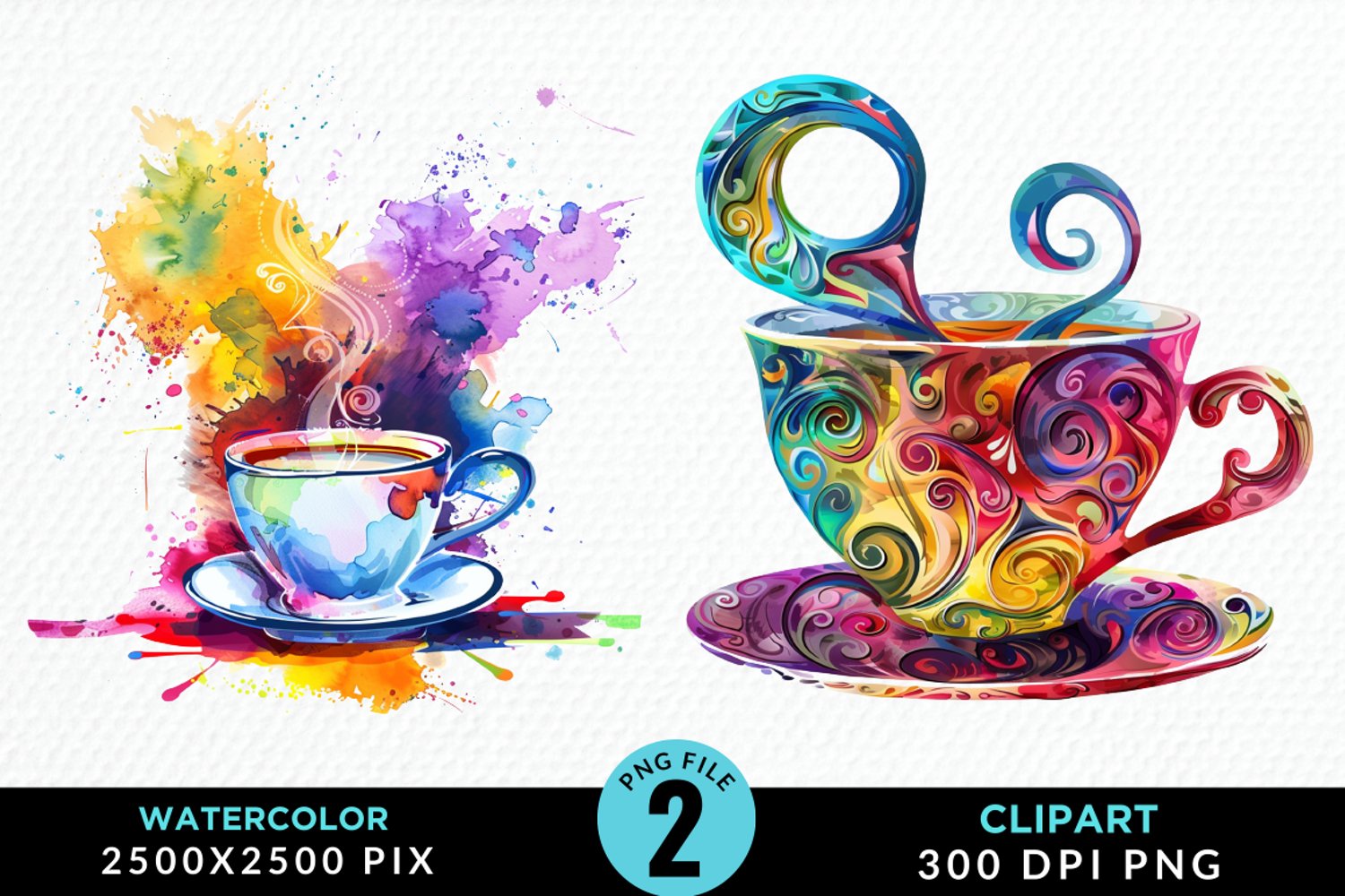 Watercolor Coffee Cup Illustration Clipart product image 1
