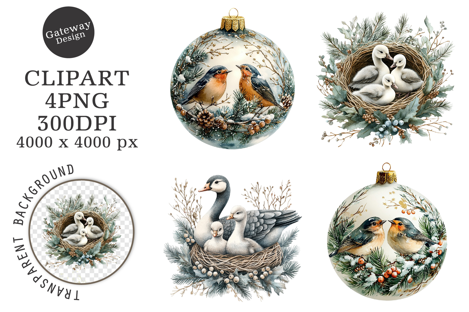 Watercolor Colorful Holiday Clipart product image 1