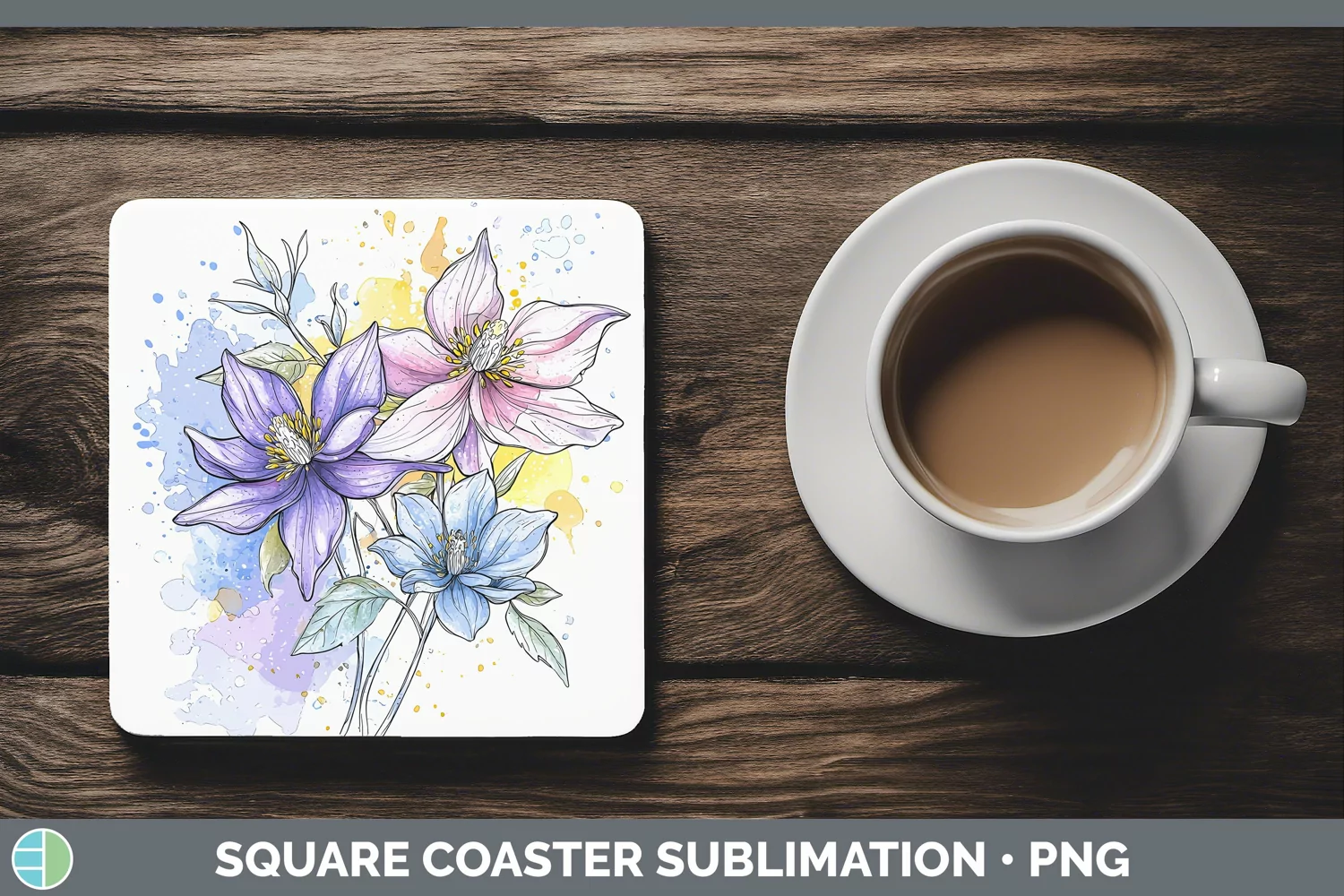 GorgeousWatercolor Square Coaster design.