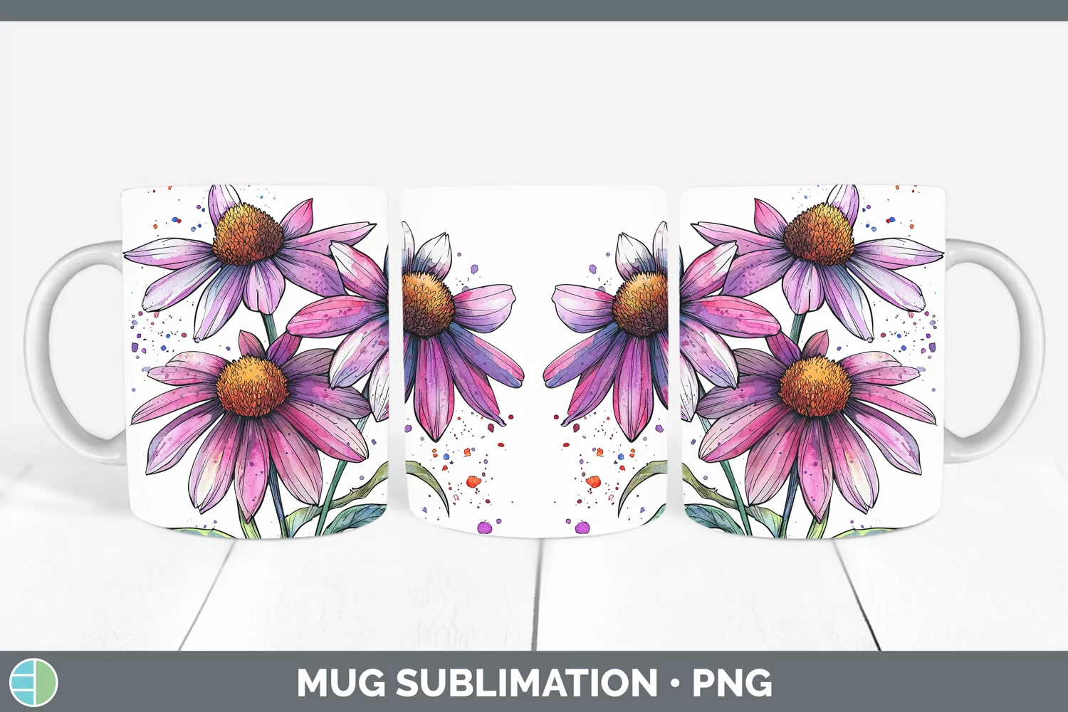 GorgeousWatercolor Mug Wrap design.
