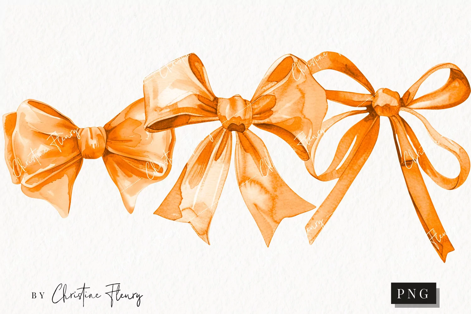 Watercolor Orange Coquette Bow | Fall PNG product image 1