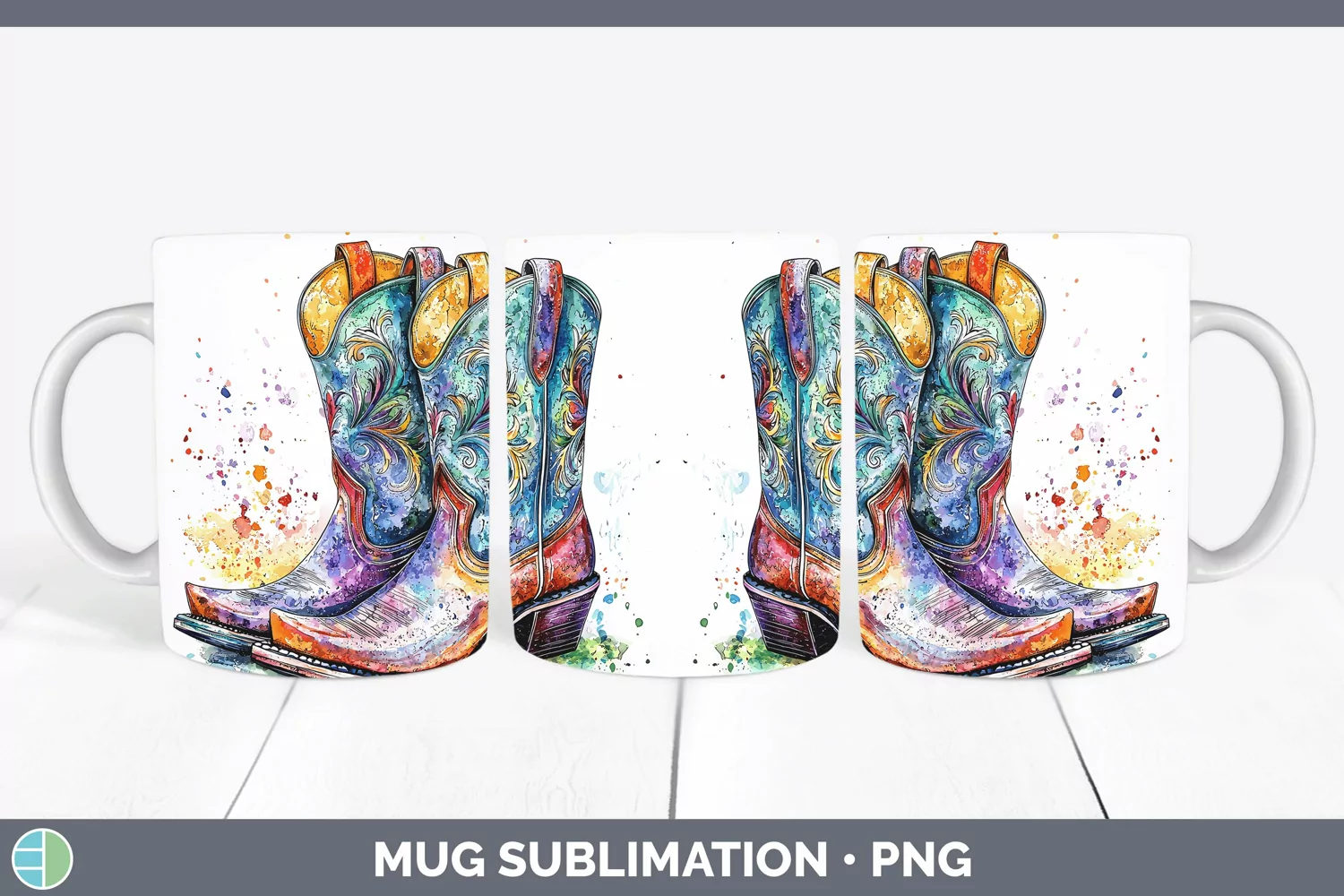 GorgeousWatercolor Mug Wrap design.