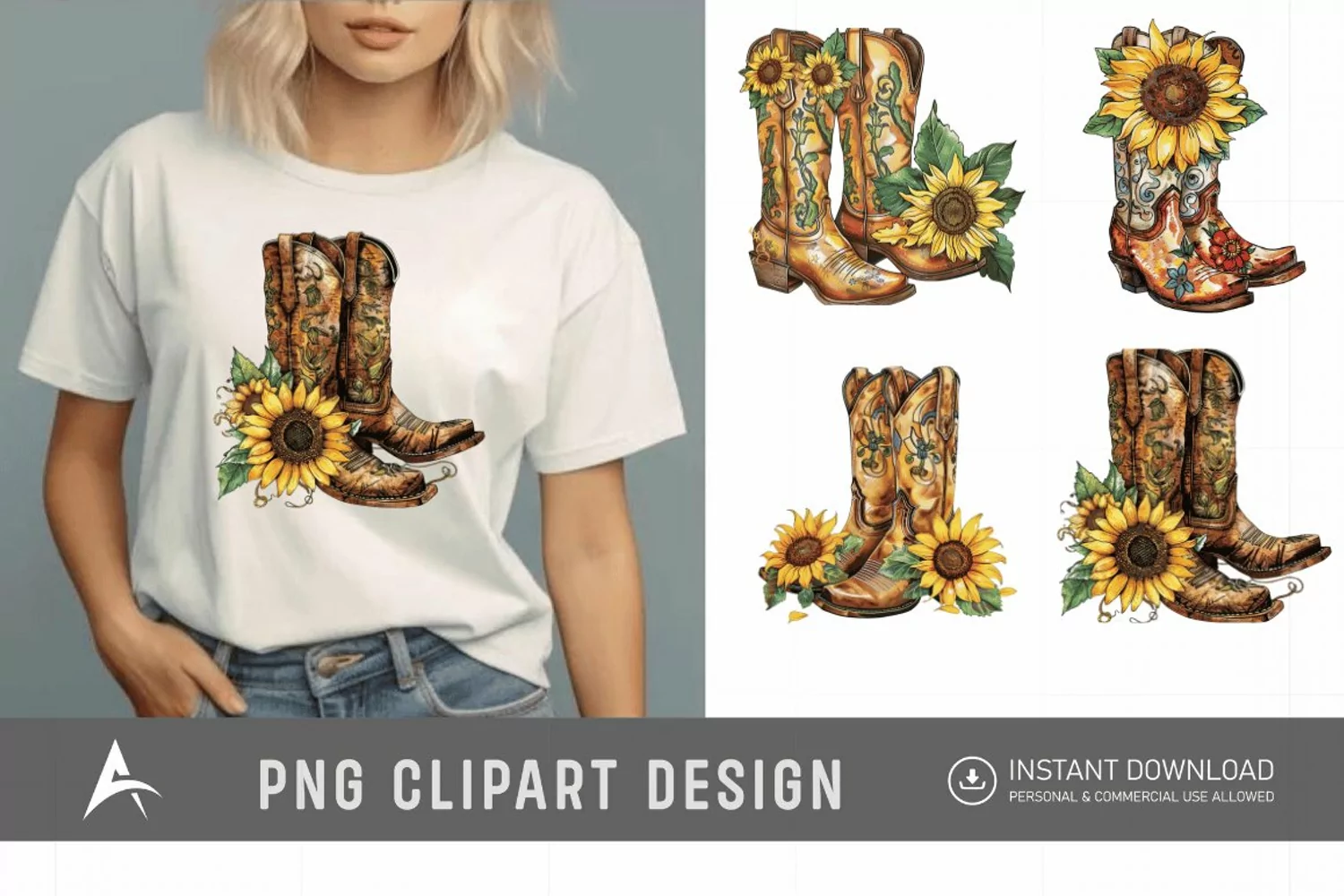 Watercolor Cowgirl Boots Clipart product image 1