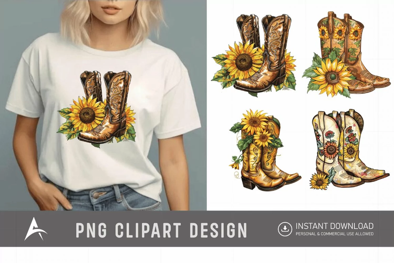 Watercolor Cowgirl Boots Clipart product image 1