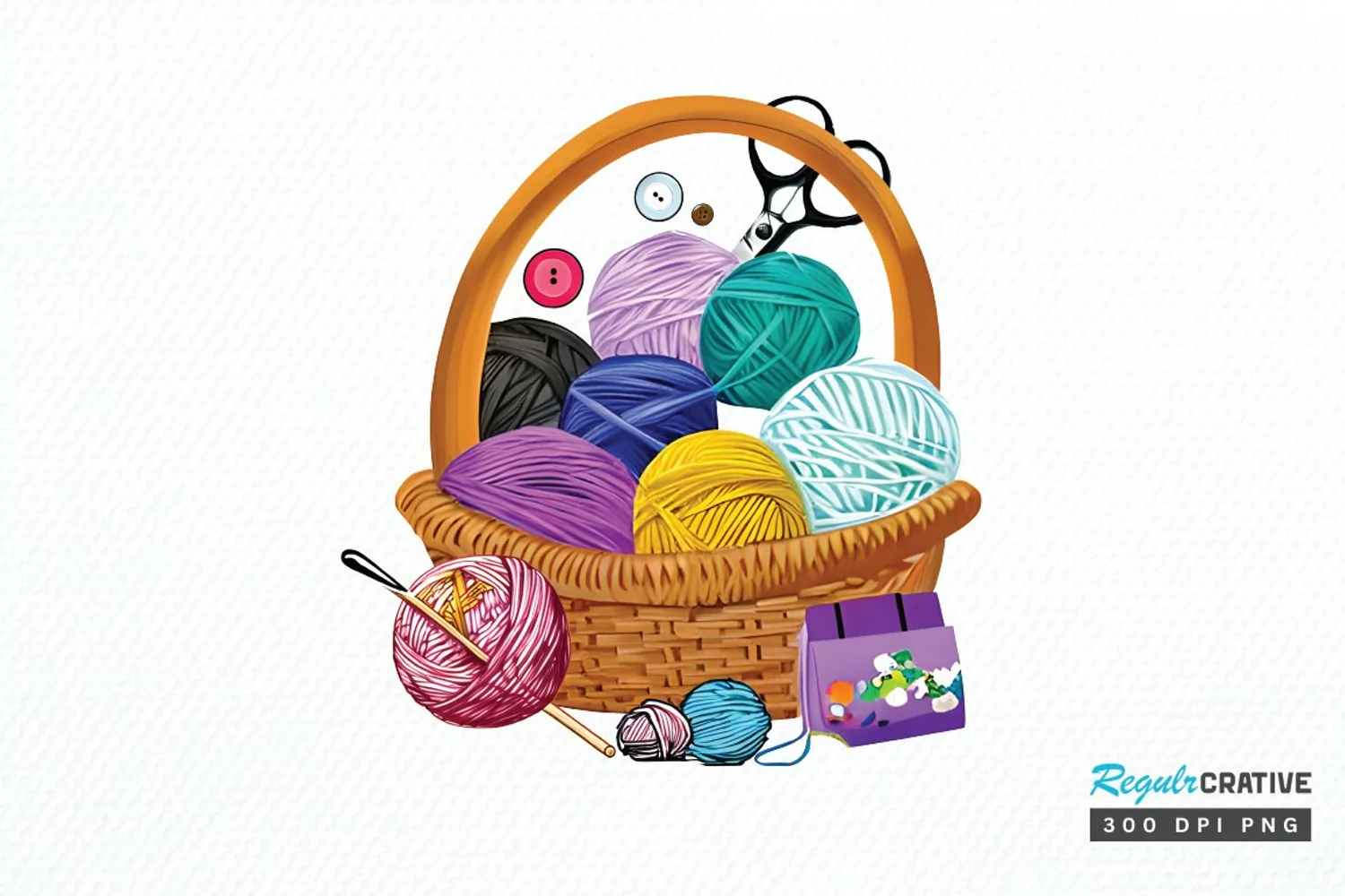 Watercolor Crochet Knitting PNG Clipart product image 1