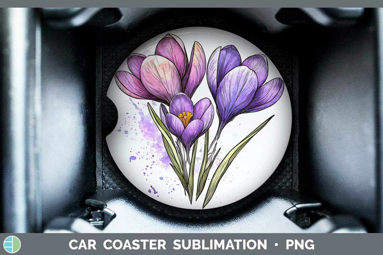 GorgeousWatercolor Car Coaster design.