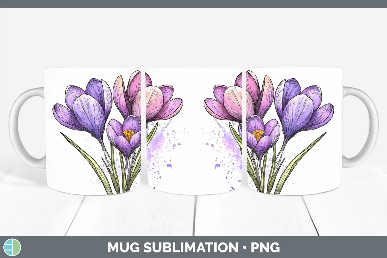 GorgeousWatercolor Mug Wrap design.