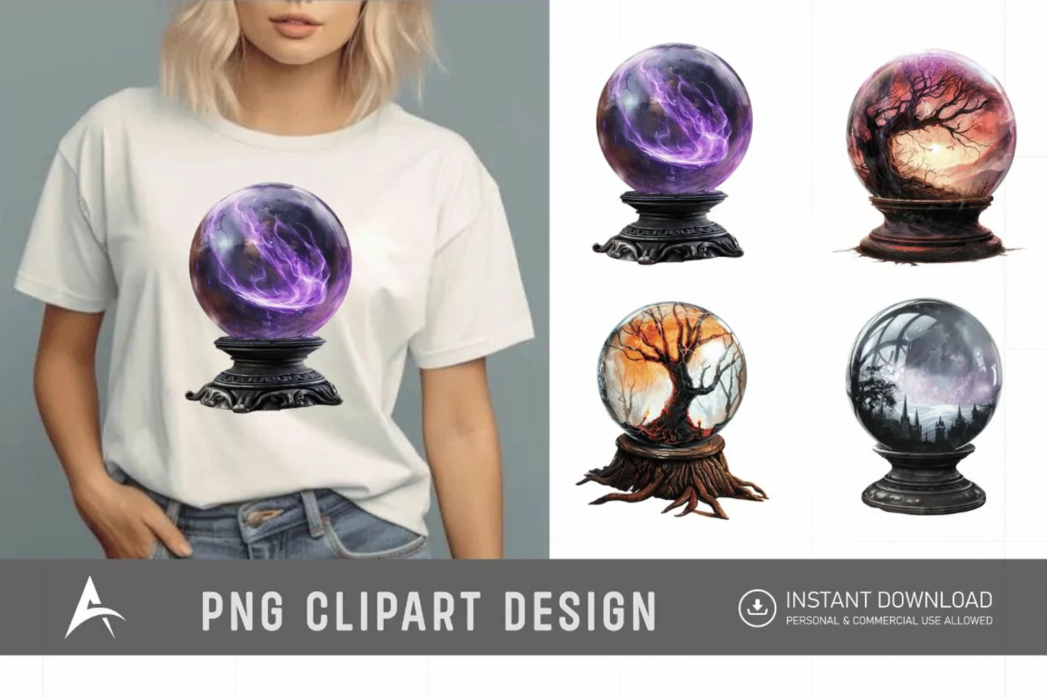 Watercolor Crystal Ball Clipart product image 1