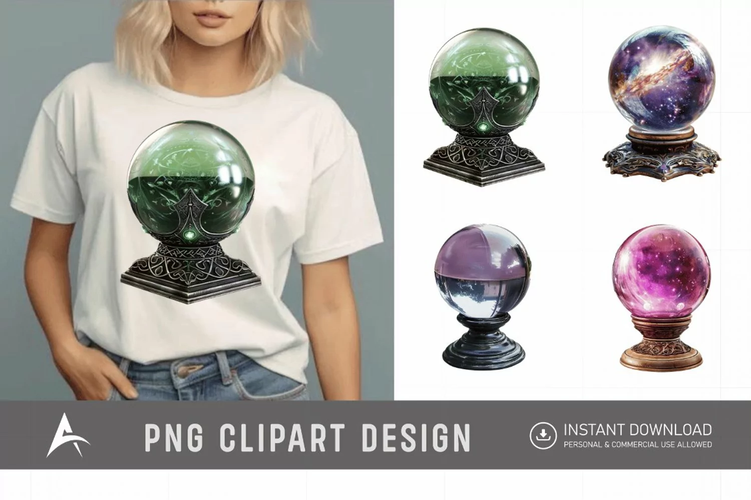 Watercolor Crystal Ball Clipart product image 1