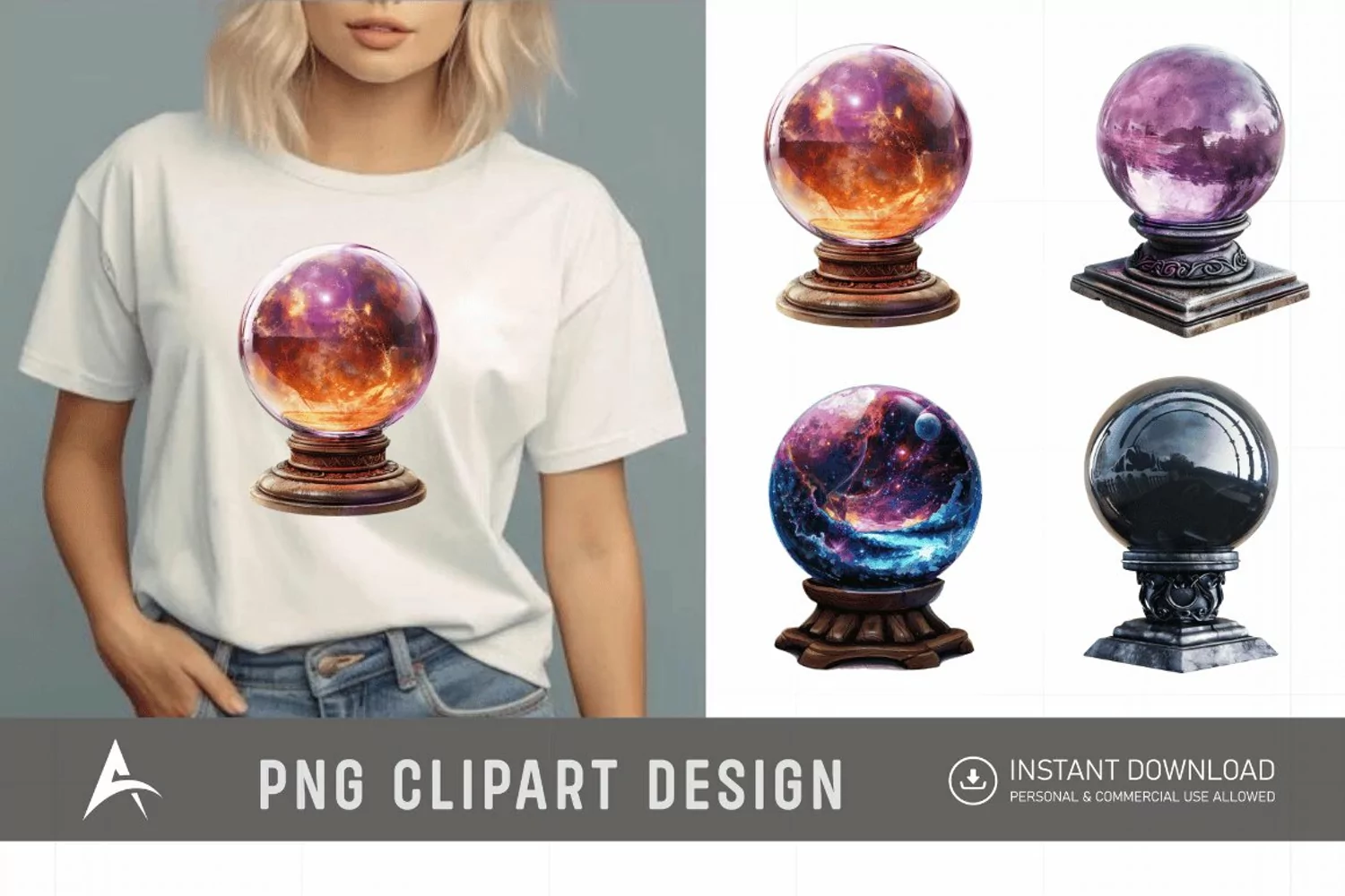 Watercolor Crystal Ball Clipart product image 1