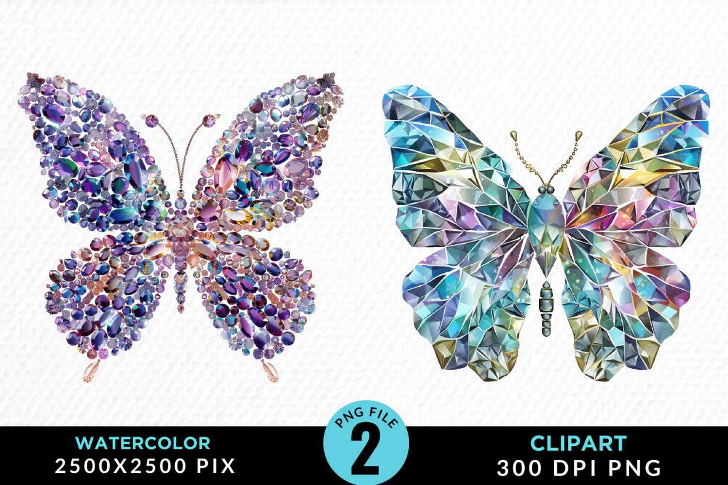 Watercolor Crystal Butterflies Clipart product image 1
