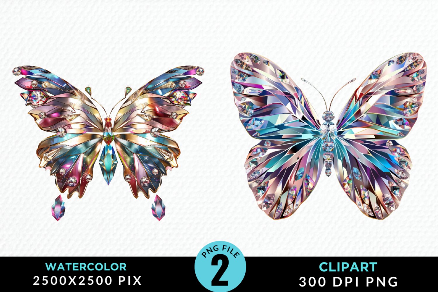 Watercolor Crystal Butterflies Clipart product image 1