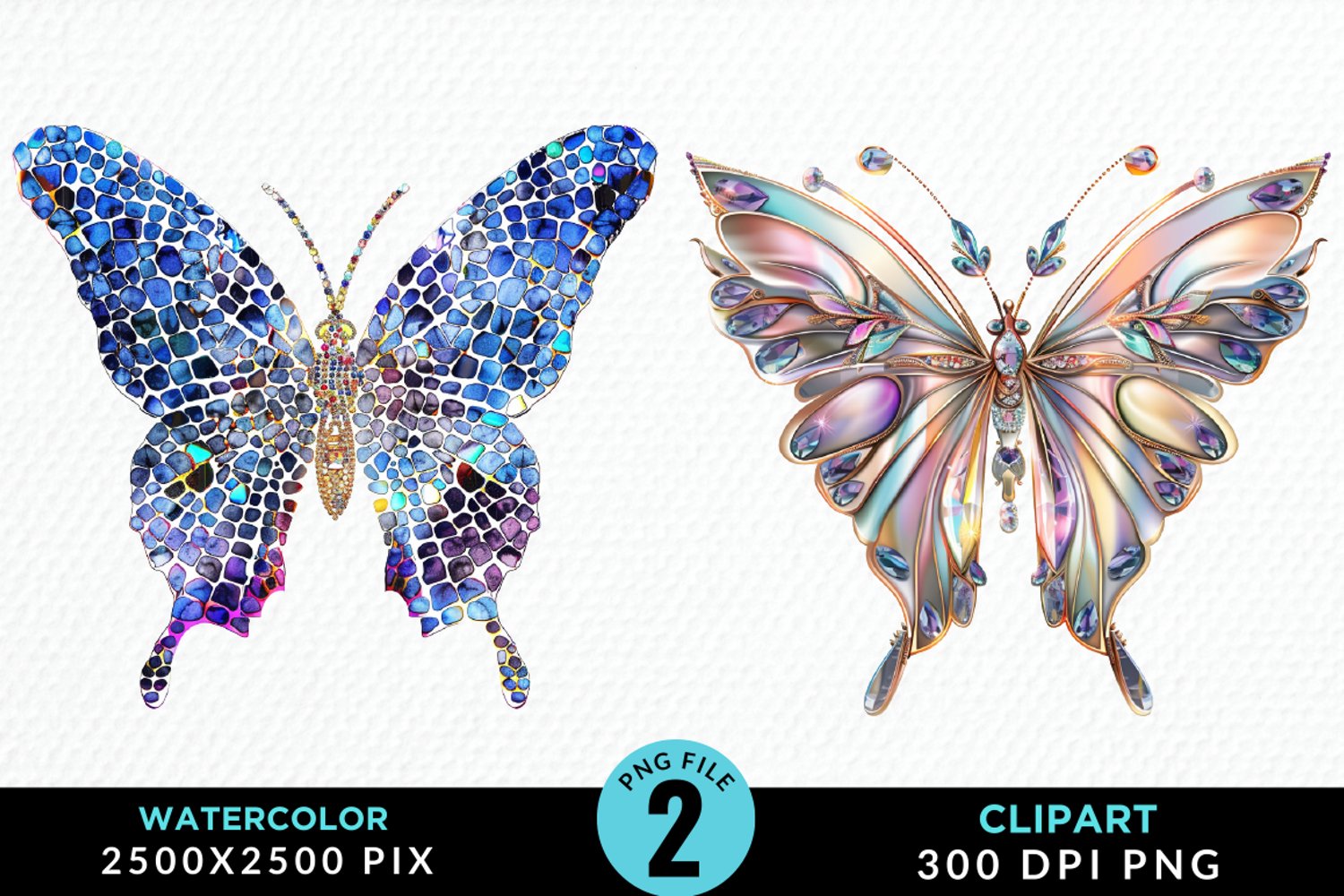 Watercolor Crystal Butterflies Clipart product image 1
