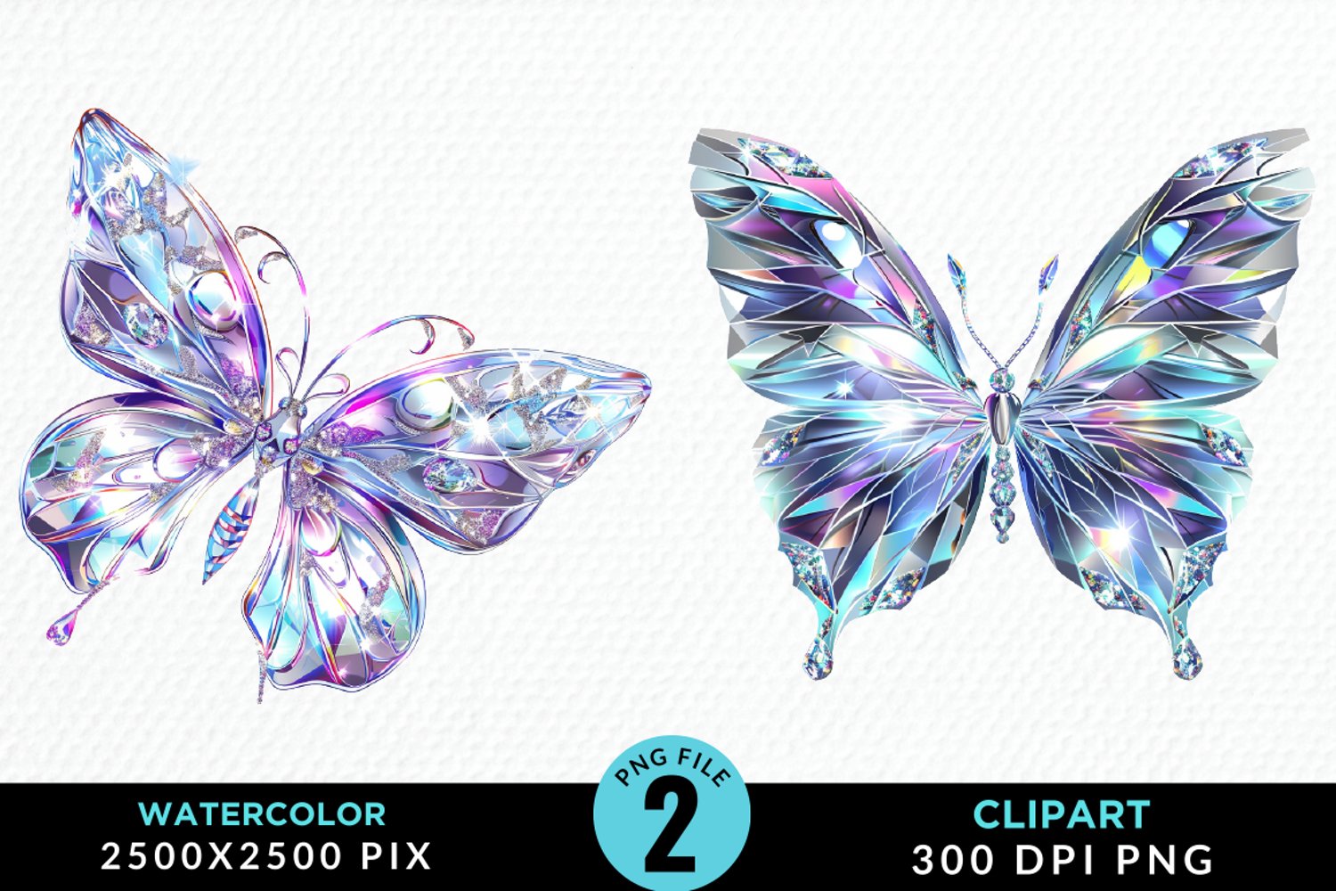 Watercolor Crystal Butterflies Clipart product image 1