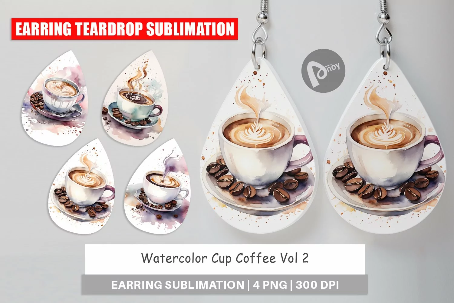 Earring Teardrop Watercolor Coffee Cup product image 1