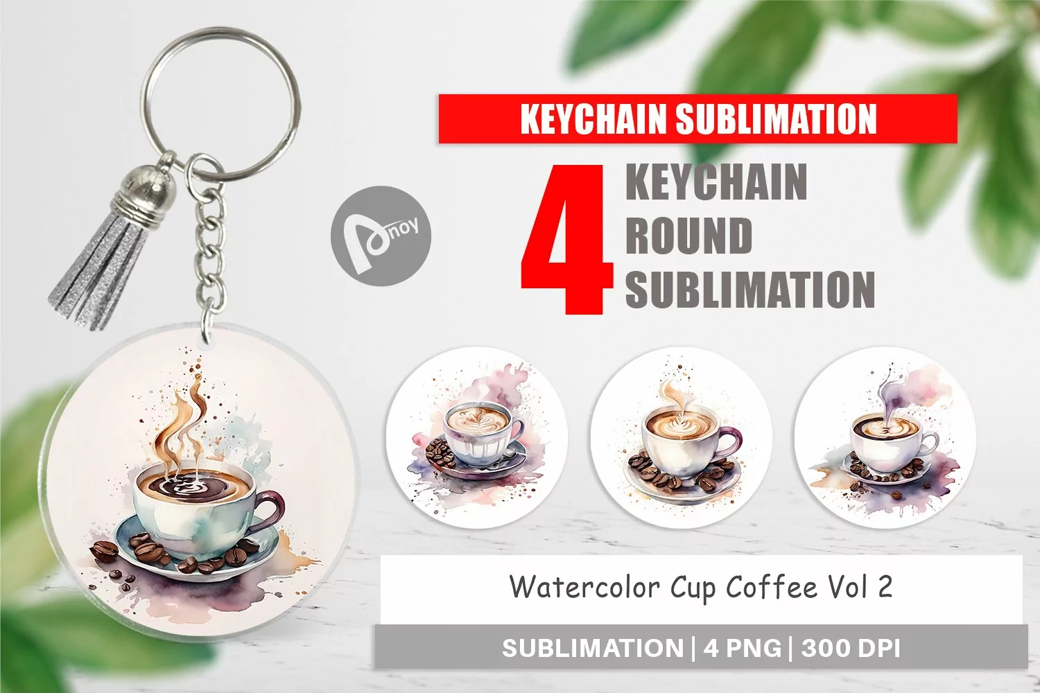 Keychain Watercolor Coffee Cup product image 1