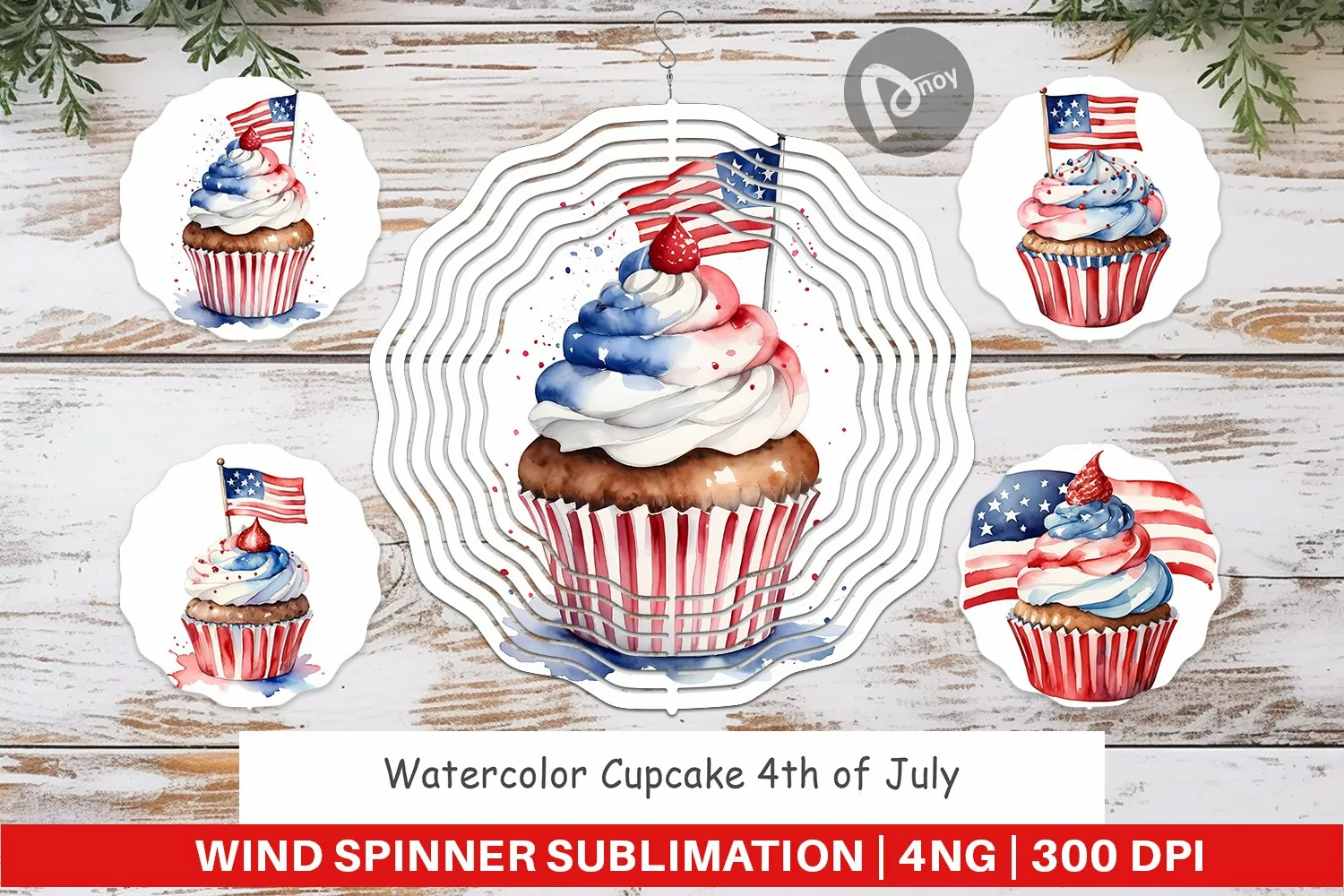 Wind Spinner Cupcake 4th of July product image 1