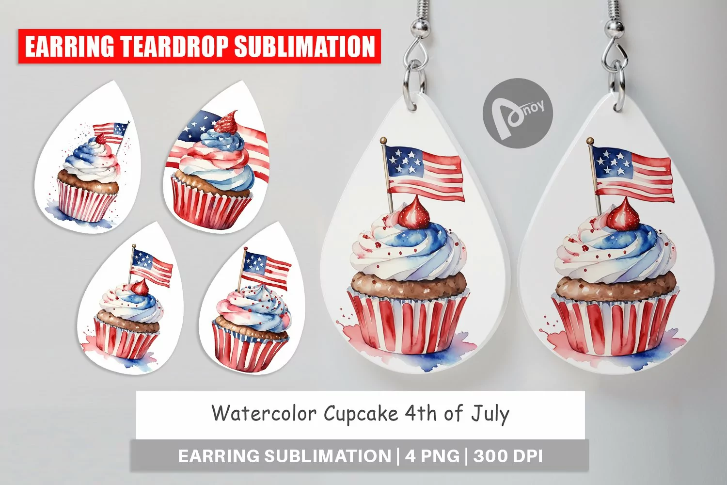 Earring Teardrop Cupcake 4th of July product image 1