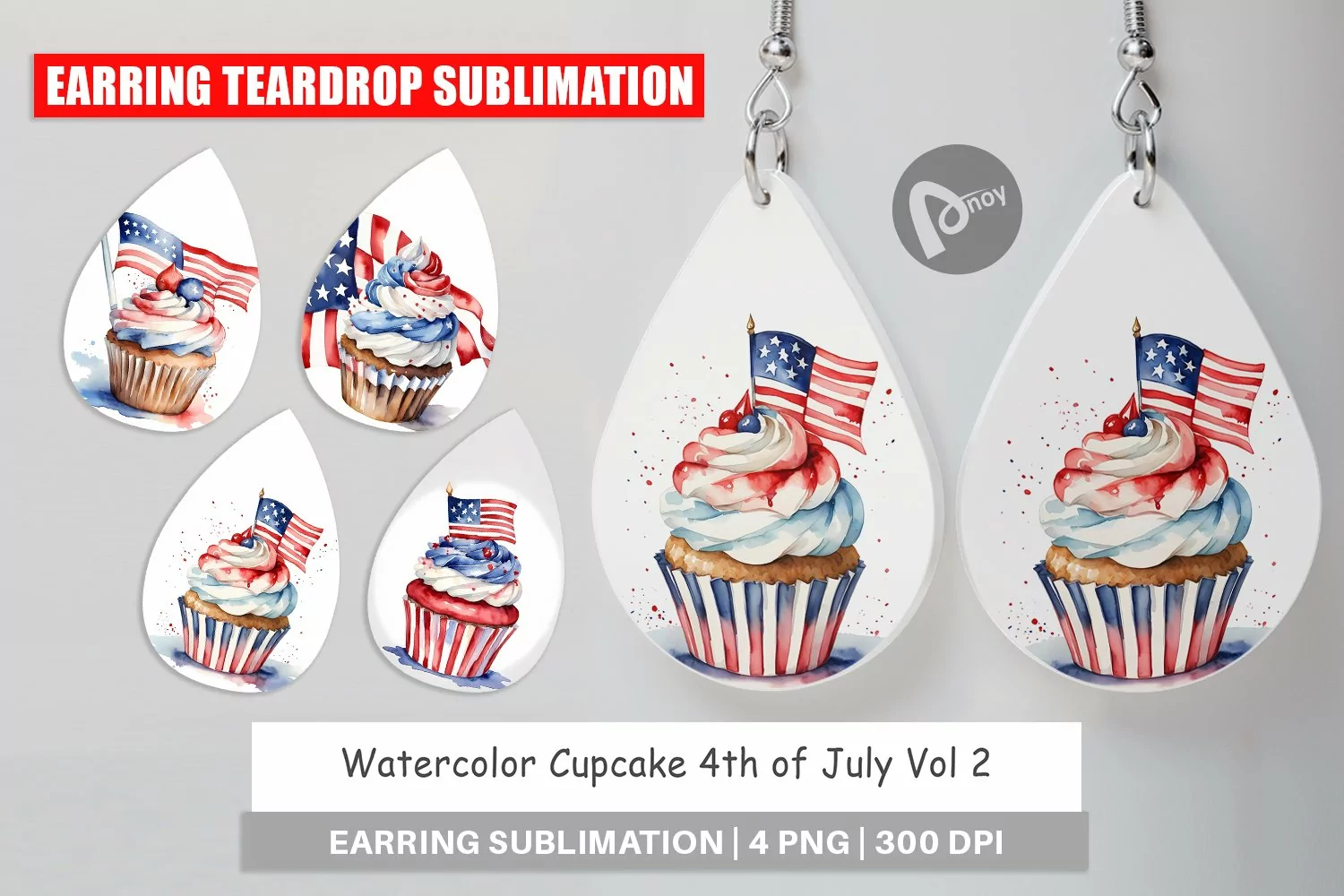 Earring Teardrop Cupcake 4th of July product image 1
