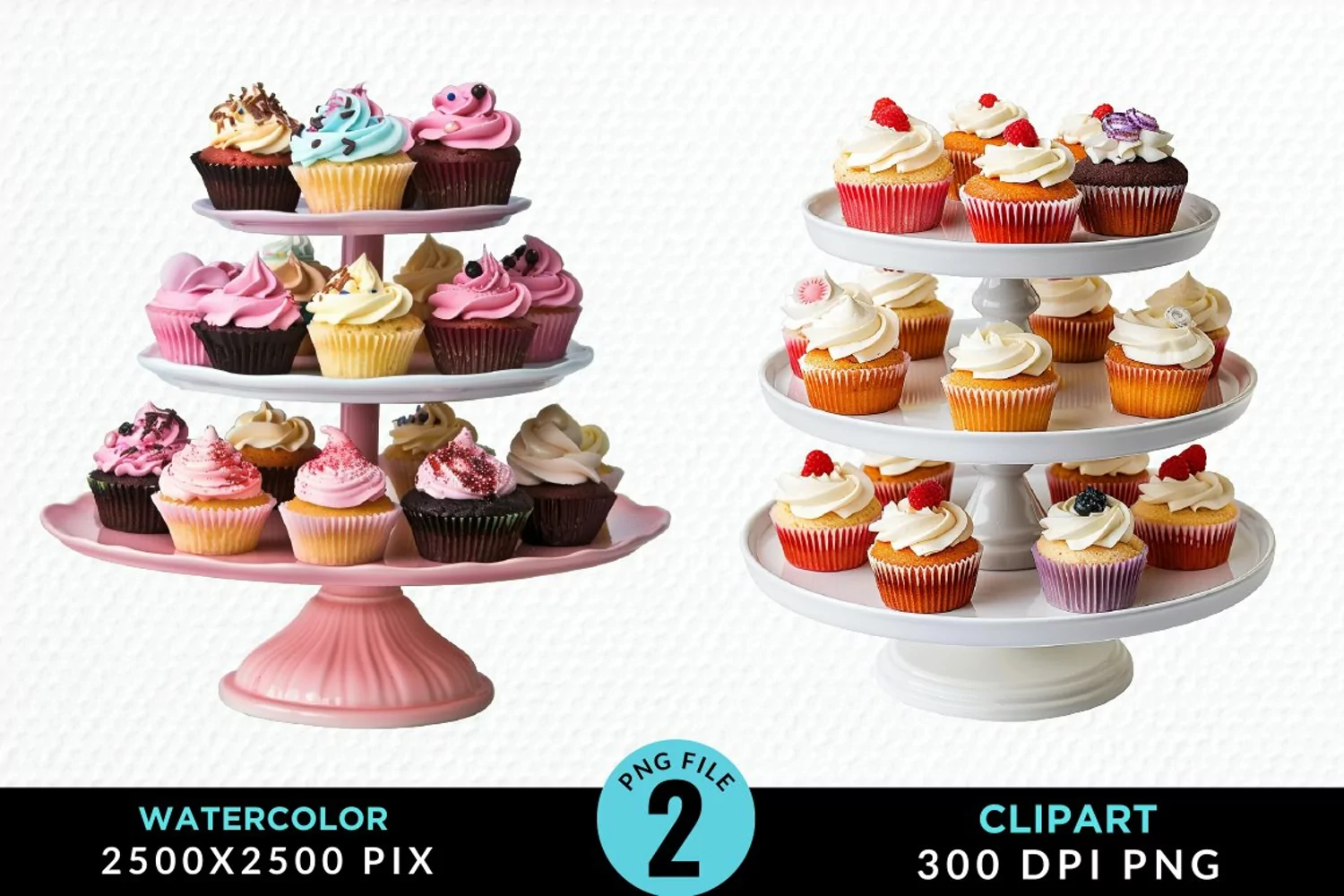 Watercolor Cupcake Stand Exquisite Clipart product image 1