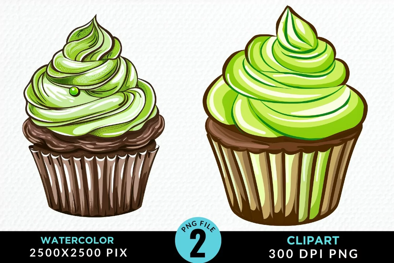 Watercolor Cupcakes Exquisite Clipart product image 1