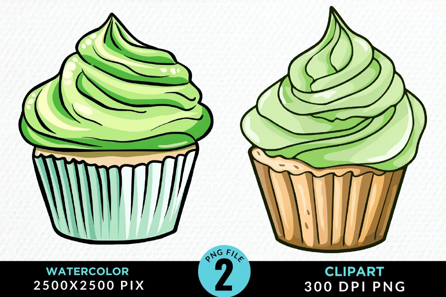 Watercolor Cupcakes Exquisite Clipart product image 1