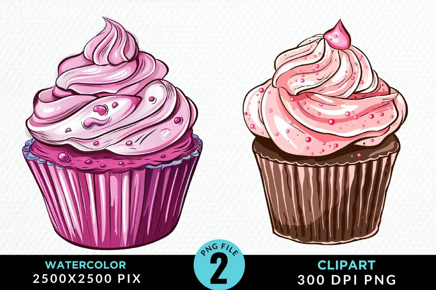 Watercolor Cupcakes Exquisite Clipart product image 1