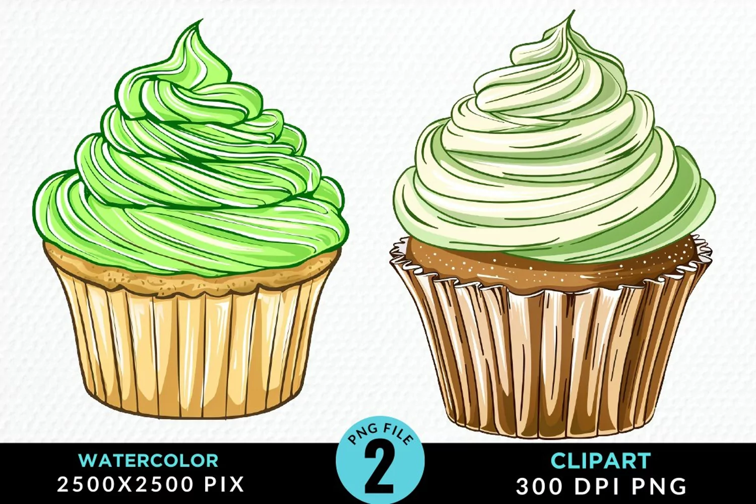 Watercolor Cupcakes Exquisite Clipart product image 1