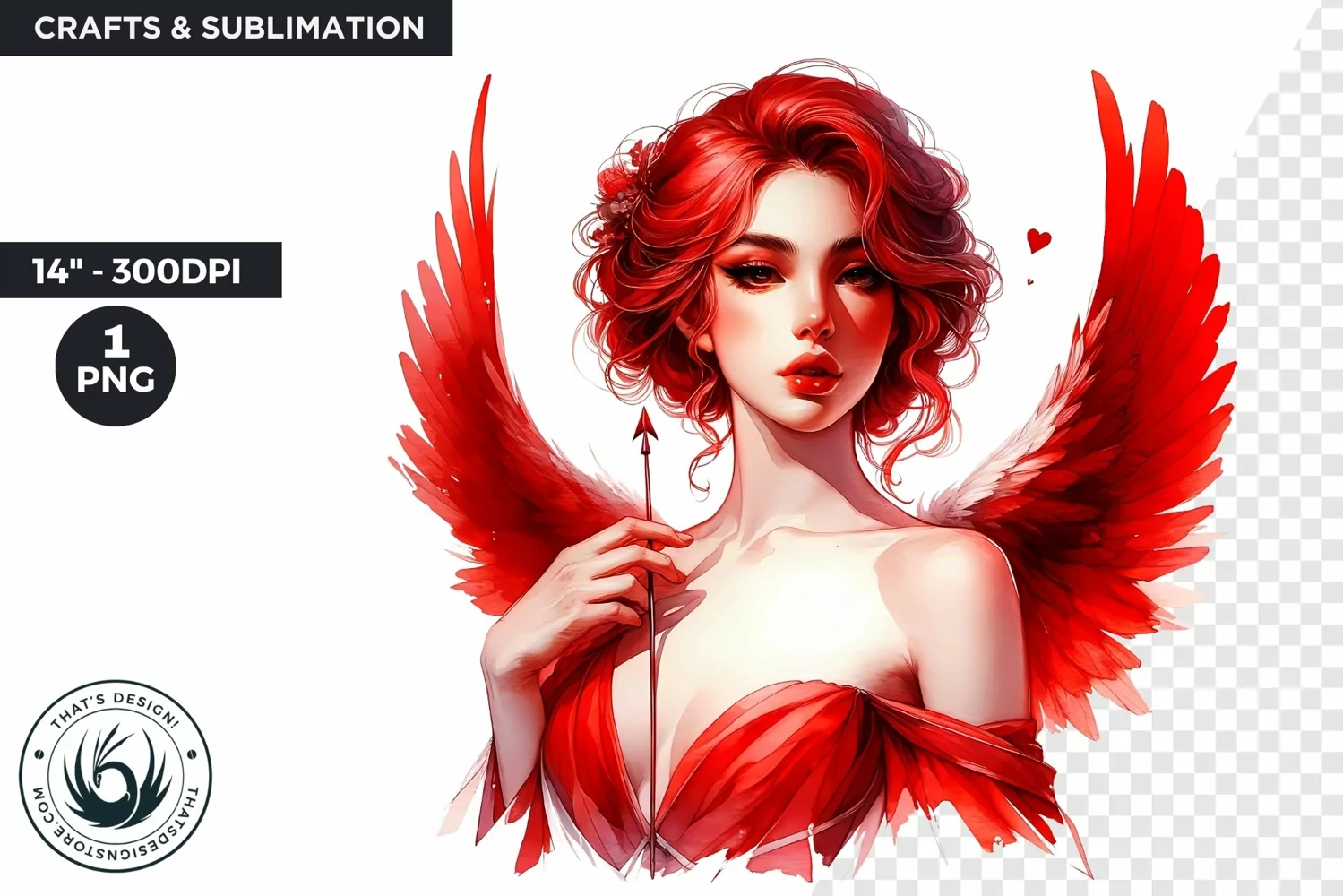 Valentines day clipart, Watercolor Cupid clipart, cupid girl product image 1