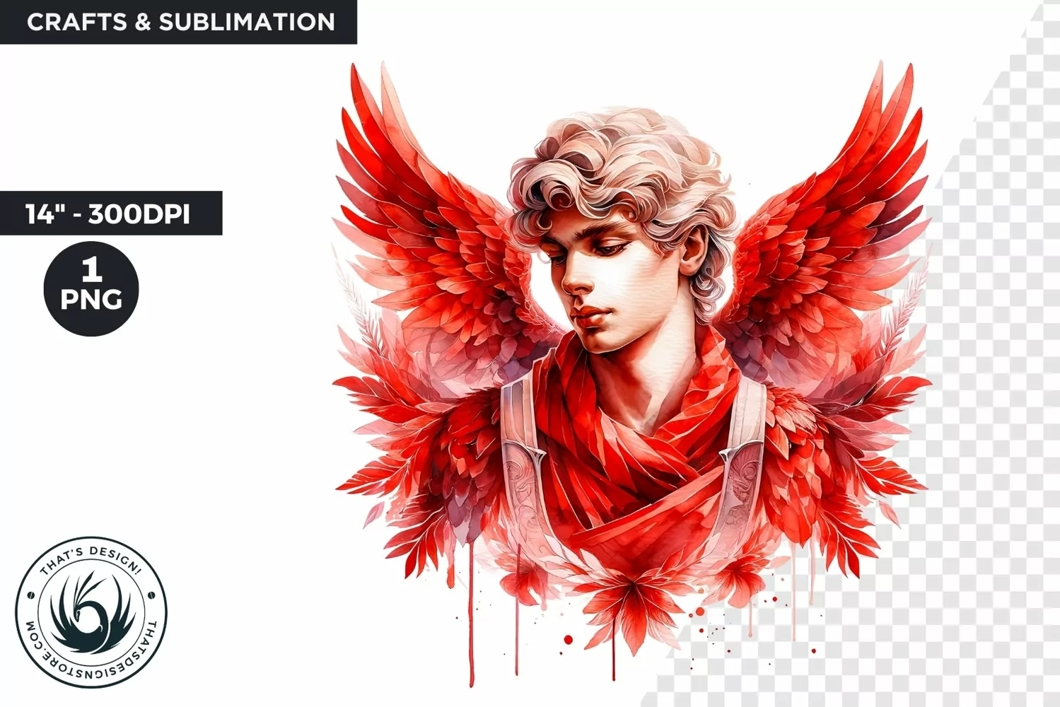 Cupid Valentines day clipart, Watercolor Cupid clipart PNG product image 1