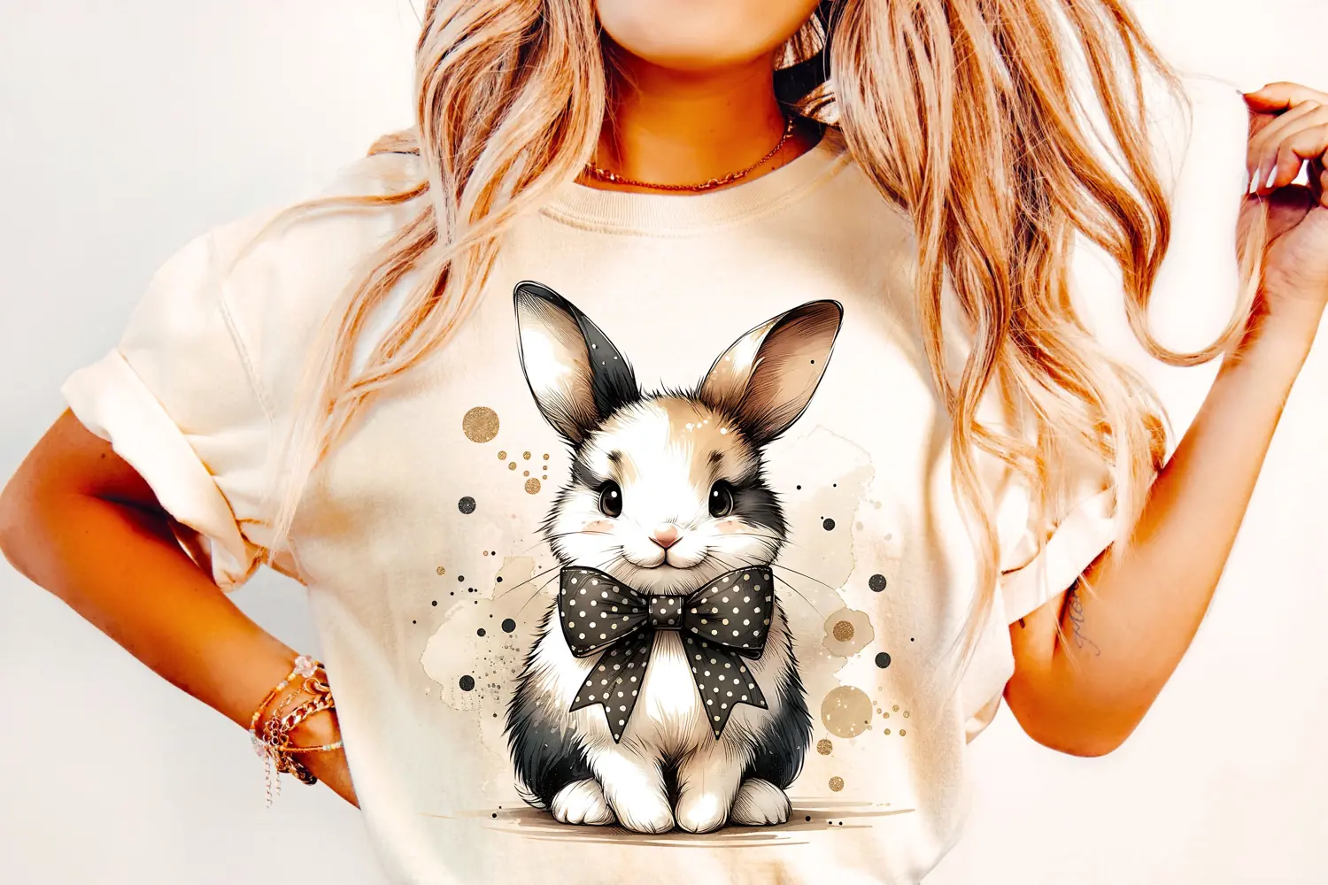 Watercolor Easter Bunny PNG, Easter Coquette PNG, Easter PNG product image 1