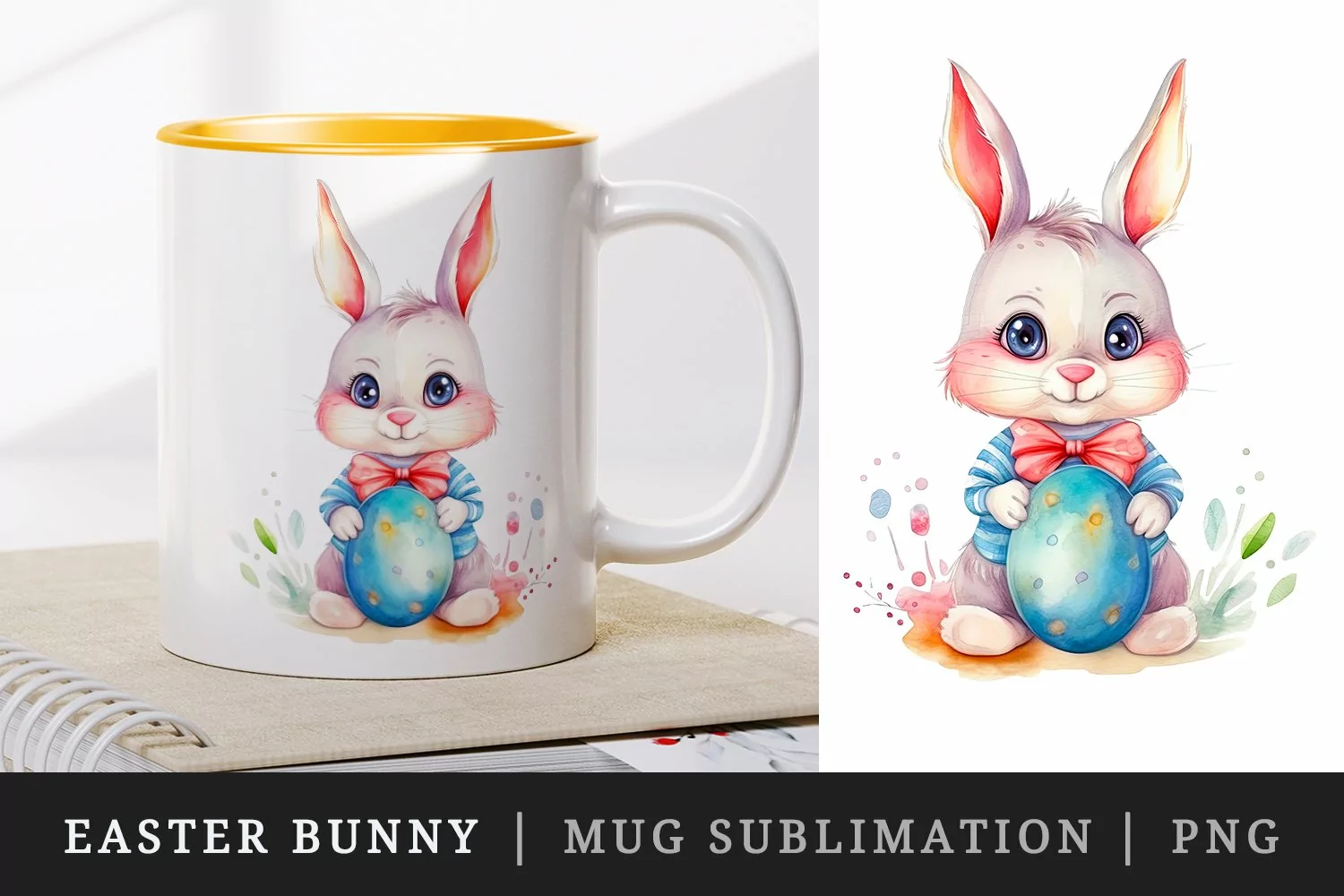 Bunny & easter egg mug, cup wrap sublimation print design product image 1