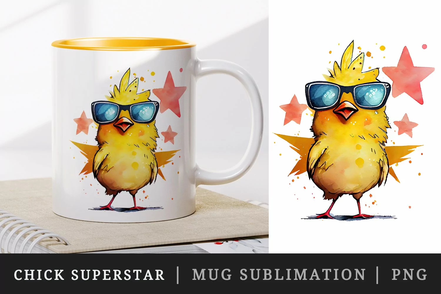 Cute Cool Chick Superstar mug, cup wrap sublimation design product image 1