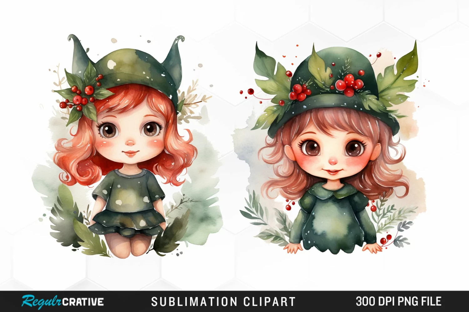 Watercolor Cute Elf Exquisite Clipart product image 1