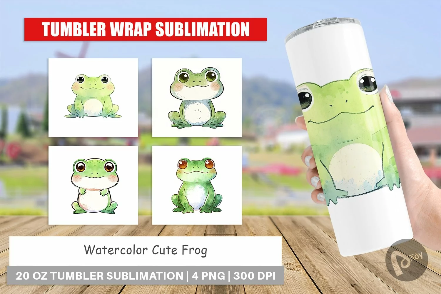 Tumbler Wrap Watercolor Frog product image 1