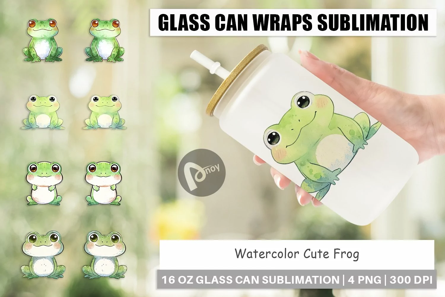 Glass Can Wraps Watercolor Frog product image 1