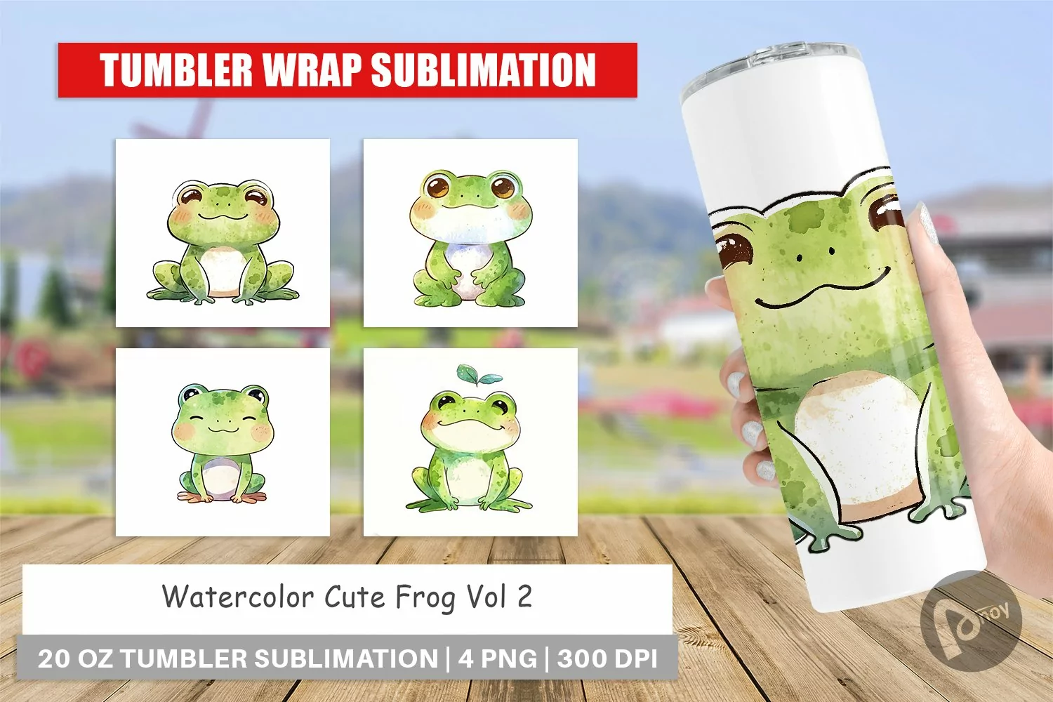 Tumbler Wrap Watercolor Frog product image 1