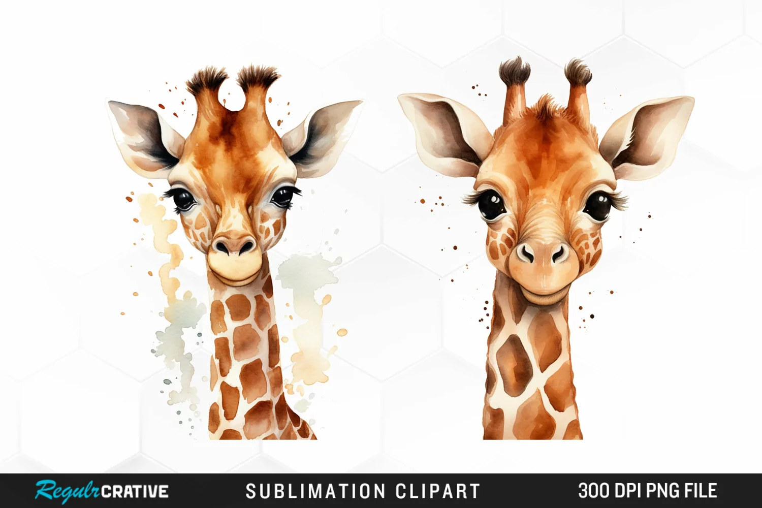 Watercolor Cute Giraffe Image Clipart product image 1