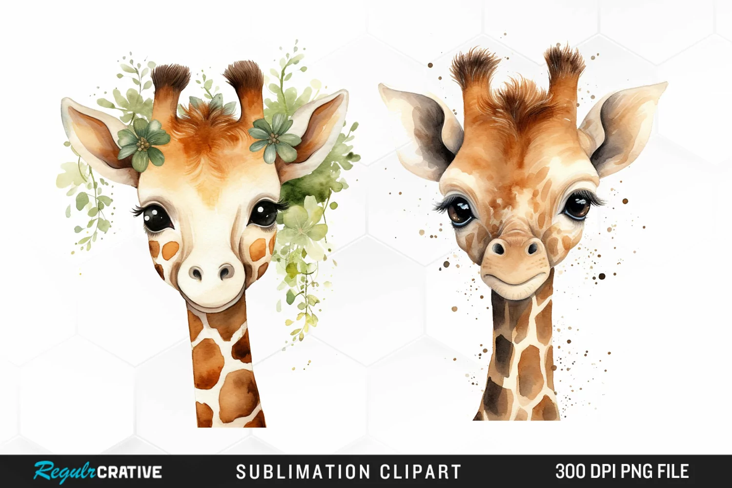 Watercolor Cute Giraffe Image Clipart product image 1