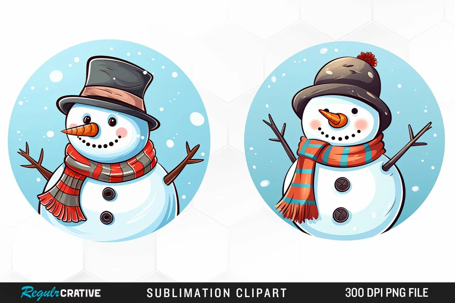 Watercolor Cute Snowman Graphics Clipart product image 1