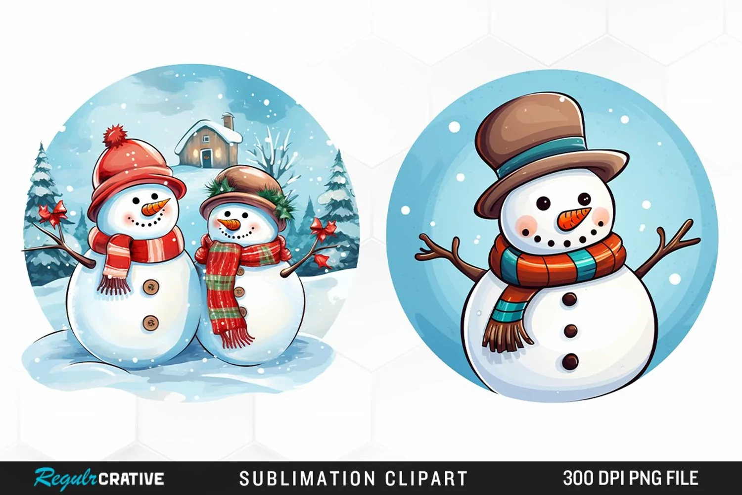 Watercolor Cute Snowman Graphics Clipart product image 1