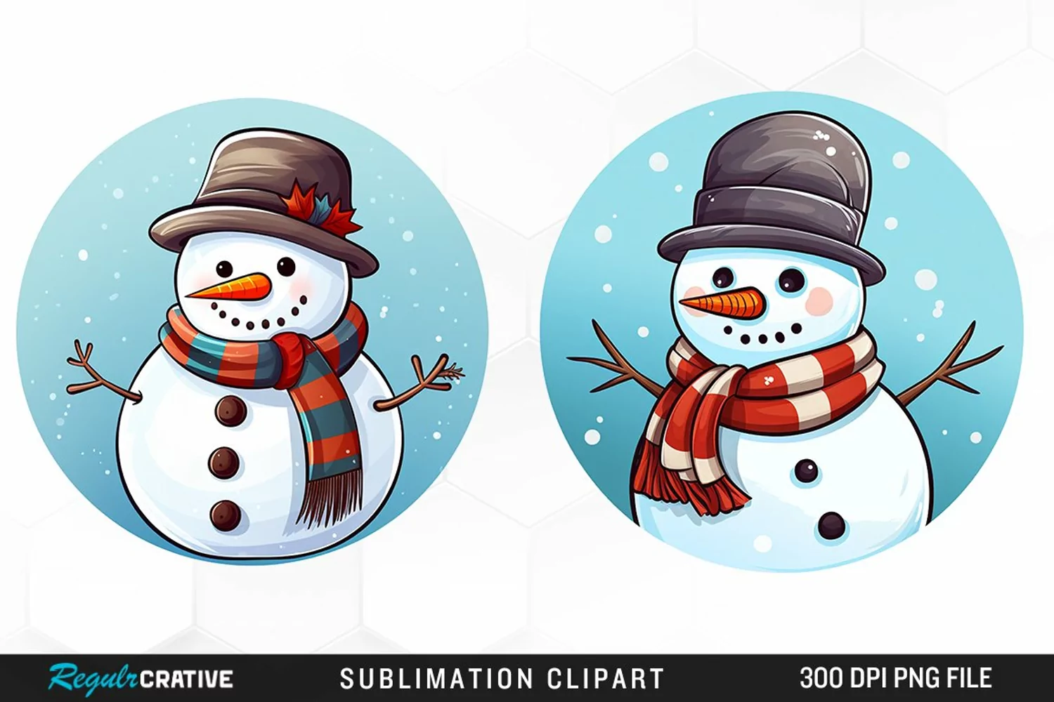 Watercolor Cute Snowman Graphics Clipart product image 1
