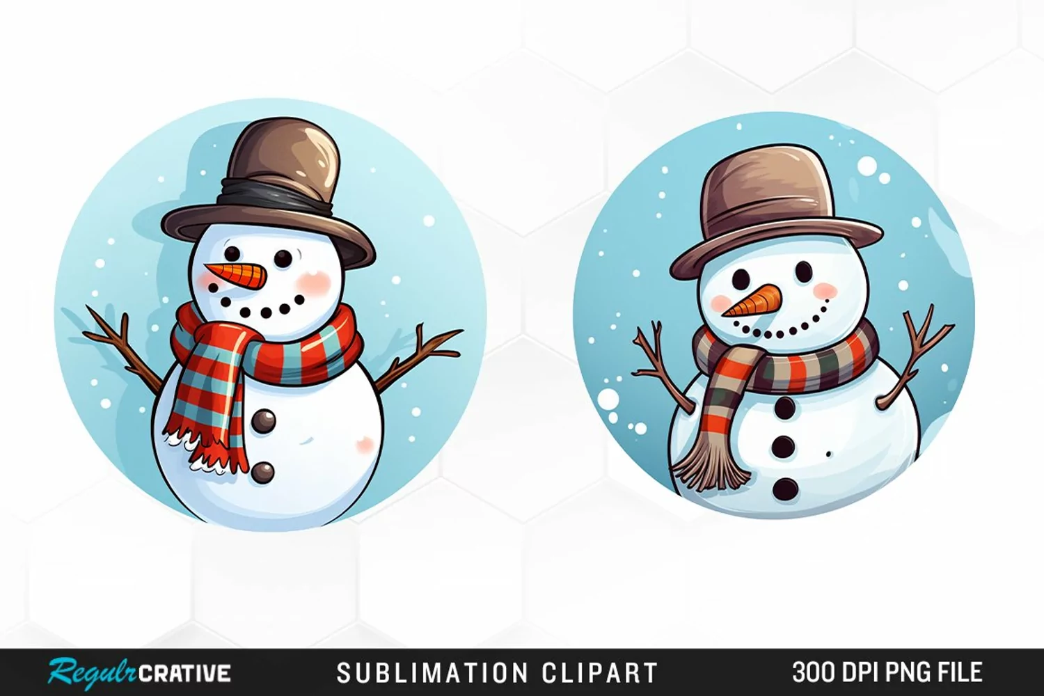 Watercolor Cute Snowman Graphics Clipart product image 1