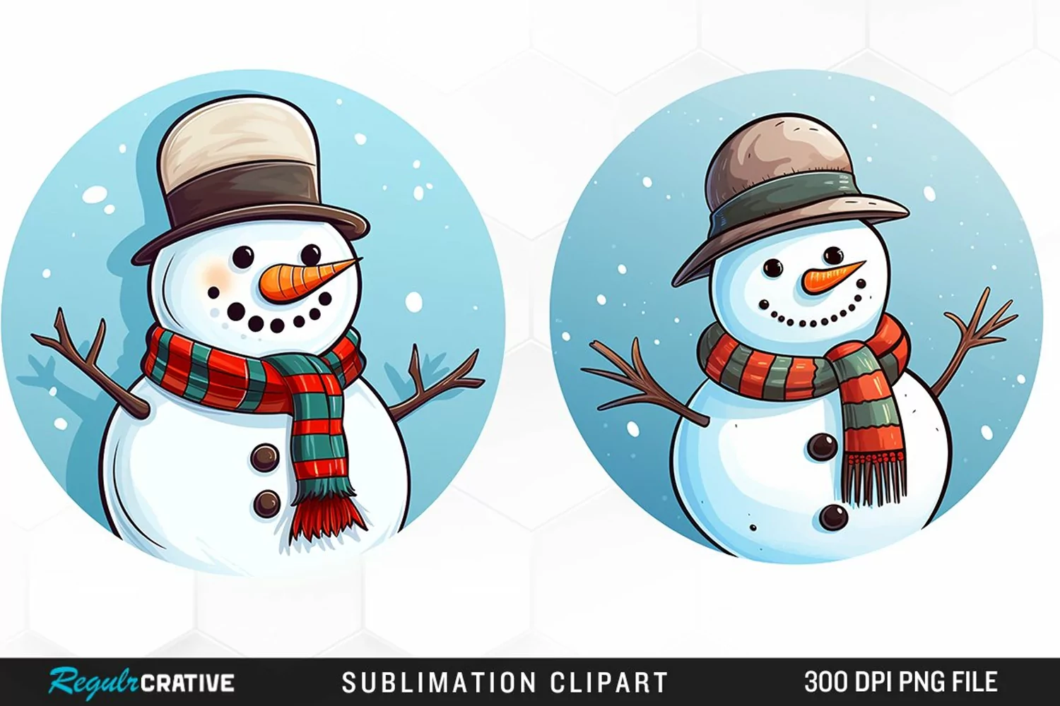 Watercolor Cute Snowman Graphics Clipart product image 1