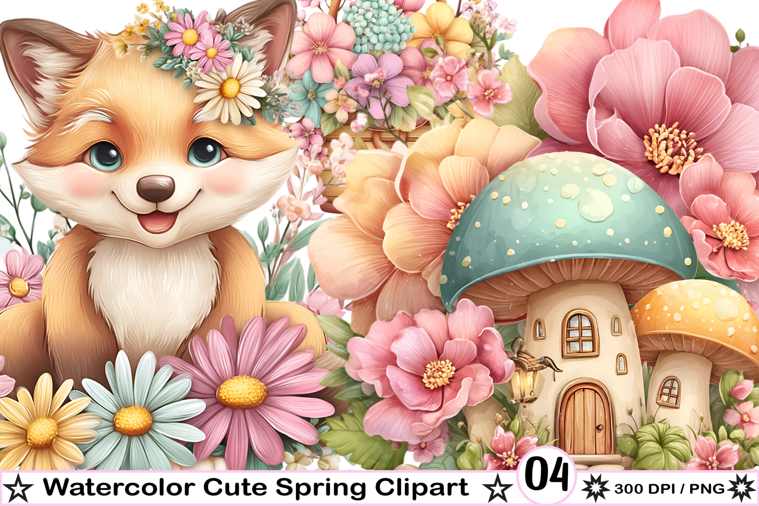 Watercolor Cute Spring Clipart product image 1
