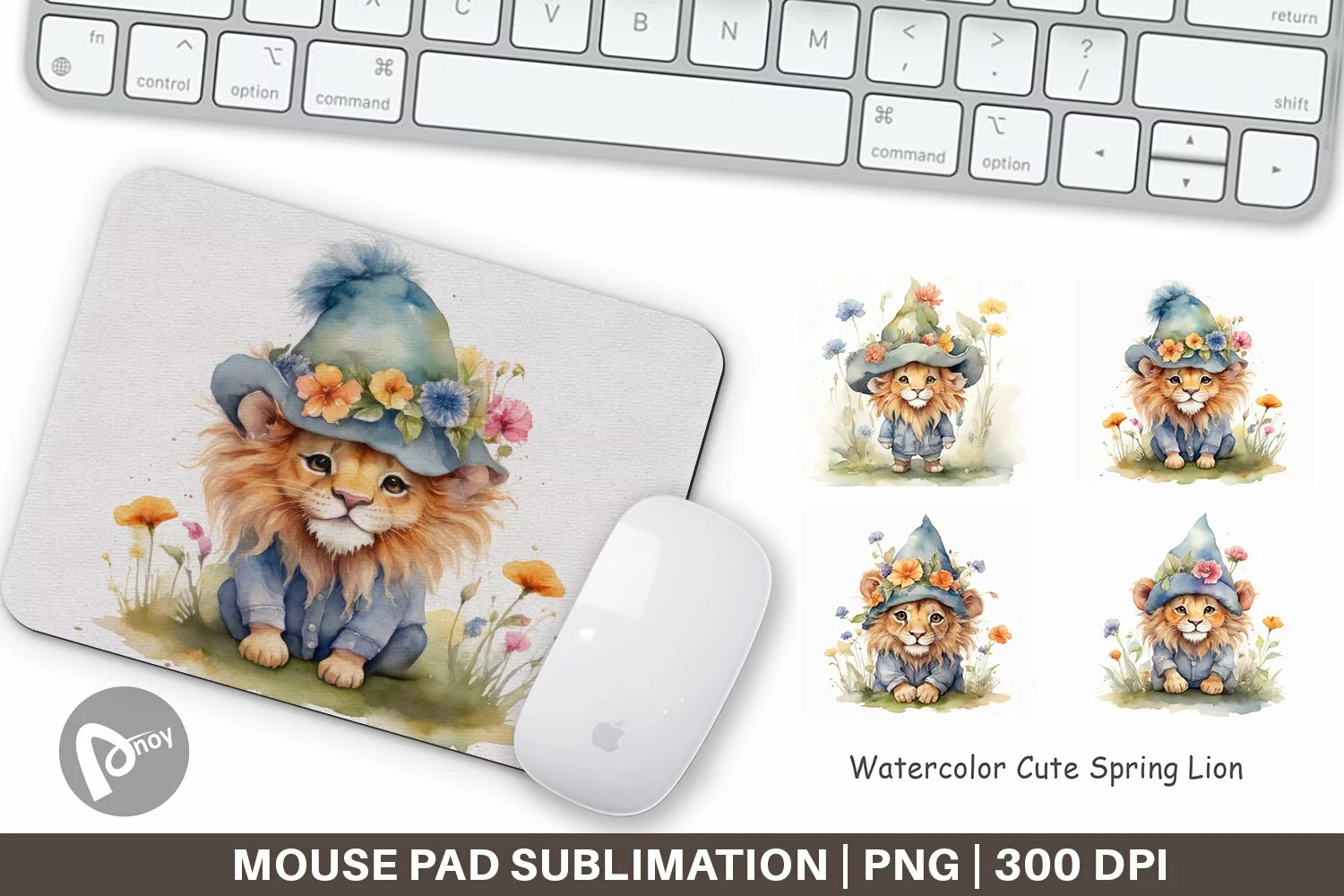 Mouse Pad Watercolor Spring Lion product image 1