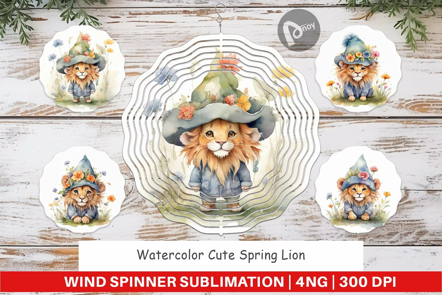 Wind Spinner Watercolor Spring Lion product image 1
